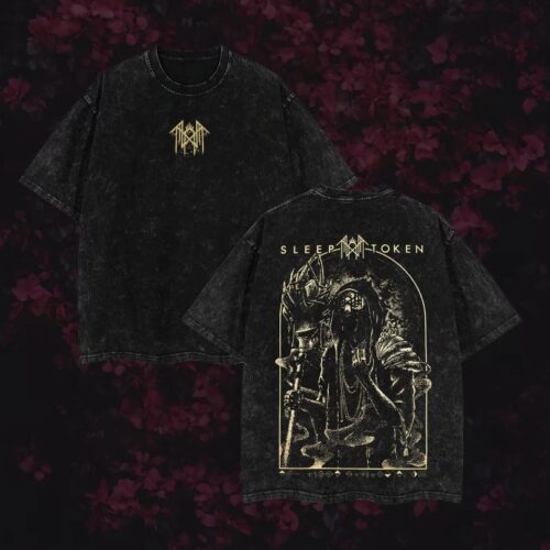 Sleep Token T-Shirt Ver 001 – Gothic Metal Band Tee with Vintage Wash, Dark Ritual Graphic, Oversized Unisex Rock Shirt