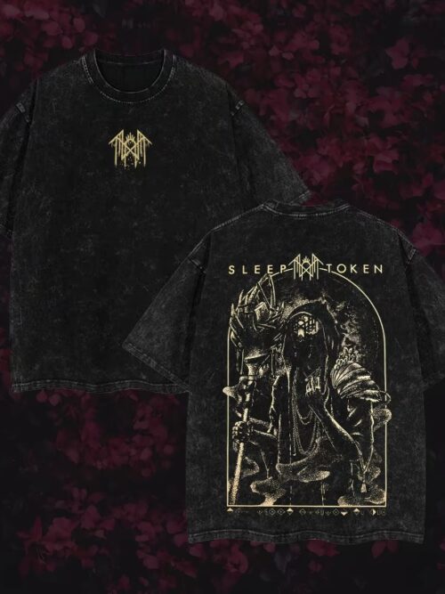 Sleep Token T-Shirt Ver 001 – Gothic Metal Band Tee with Vintage Wash, Dark Ritual Graphic, Oversized Unisex Rock Shirt