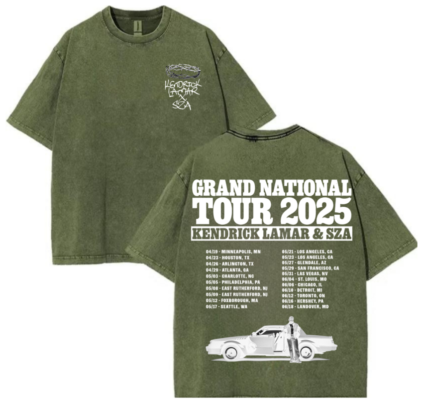 Kendrick Lamar SZA Grand National Tour 2025 T-Shirt – Vintage Wash Unisex Concert Tee