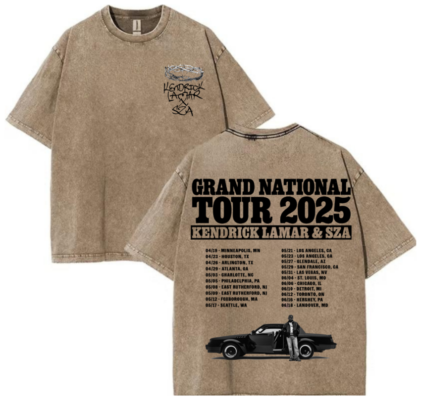 Kendrick Lamar SZA Grand National Tour 2025 T-Shirt – Vintage Wash Unisex Concert Tee