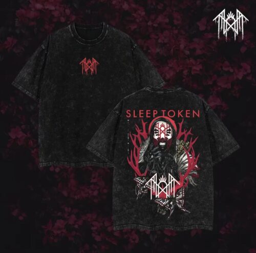 Sleep Token T-Shirt Ver 008 – Gothic Metal Band Tee with Vintage Wash, Dark Ritual Graphic, Oversized Unisex Rock Shirt