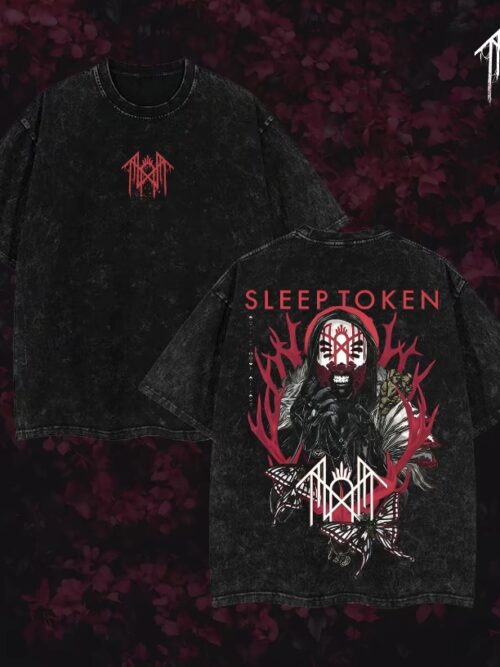 Sleep Token T-Shirt Ver 008 – Gothic Metal Band Tee with Vintage Wash, Dark Ritual Graphic, Oversized Unisex Rock Shirt