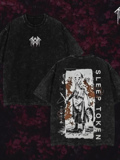Sleep Token T-Shirt Ver 009 – Gothic Metal Band Tee with Vintage Wash, Dark Ritual Graphic, Oversized Unisex Rock Shirt