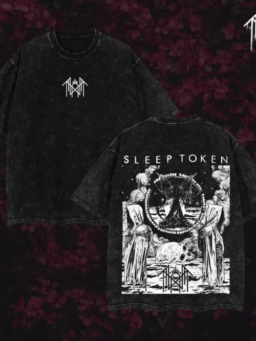 Sleep Token T-Shirt Ver 011 – Gothic Metal Band Tee with Vintage Wash, Dark Ritual Graphic, Oversized Unisex Rock Shirt