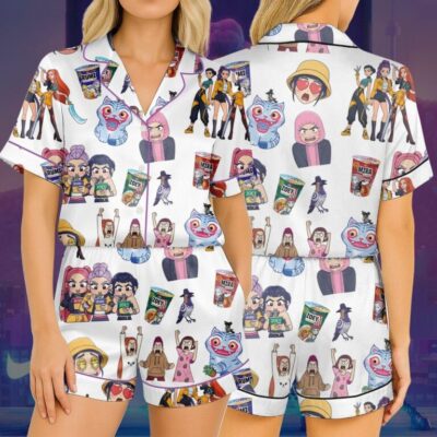 Huntrix Chibi Art Satin Pajamas Short Set