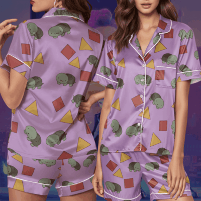 Zoey Satin Long Pajamas Short Set