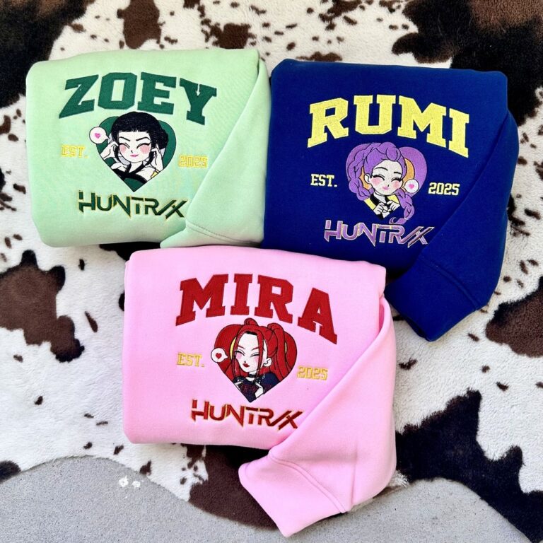 Kpop Demon Hunters, Zoey Rumi Mira Embroidered Sweatshirt/T-Shirt, Hoodie Kpop Demon Hunters, Zoey Rumi Mira Embroidered Sweatshirt/T-Shirt, Hoodie