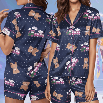 Rumi’s Choo Choo Train – Satin Long Pajamas Short Set