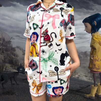 Halloween Coraline Satin Pajamas Short Set