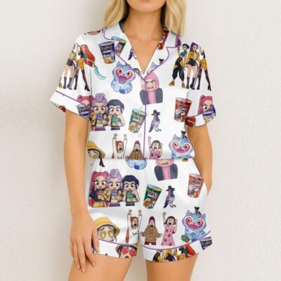 Huntrix Chibi Art Satin Pajamas Short Set