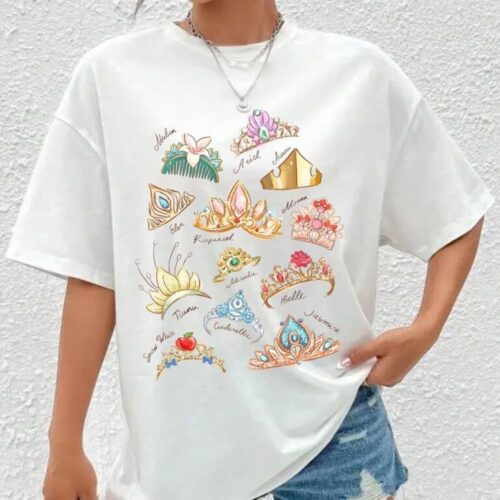 Retro Princess Crown, The Snow White Rapunzel Ariel Belle T-Shirt