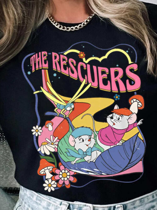 Mouse Leaf Boat The Rescuers Bernard Bianca T-Shirt