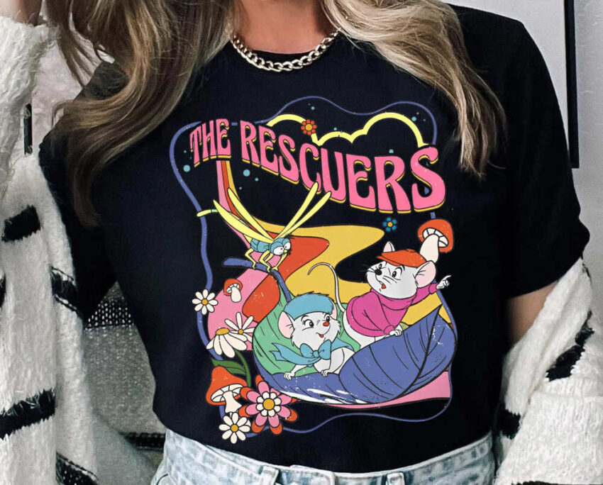Mouse Leaf Boat The Rescuers Bernard Bianca T-Shirt