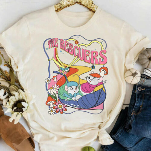 Mouse Leaf Boat The Rescuers Bernard Bianca T-Shirt