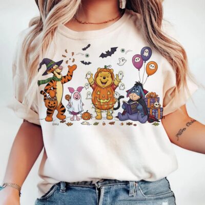 Retro Halloween Spooky Vibes Pooh T-Shirt