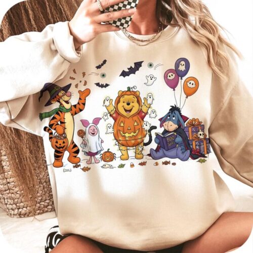 Retro Halloween Spooky Vibes Pooh T-Shirt