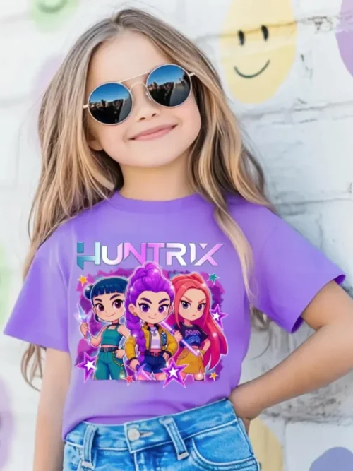 Chibi Huntrix Kpop Demom Hunters Youth T-Shirt, Kpop Idol Group Kid Youth T-Shirt
