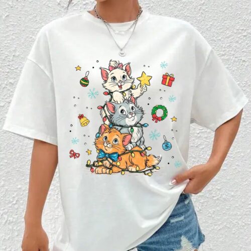 Cartoon Cats Christmas T-Shirt