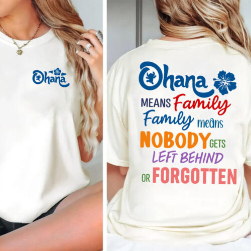 Ohana Means Family, LiLo & Stitch 2 Sides T-Shirt