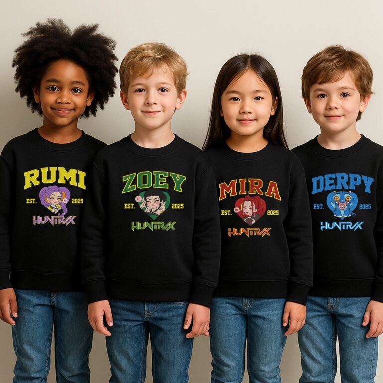 Kpop Demon Hunters, Zoey Rumi Mira Kid Youth Embroidered Sweatshirt/T-Shirt Kpop Demon Hunters, Zoey Rumi Mira Kid Youth Embroidered Sweatshirt/T-Shirt