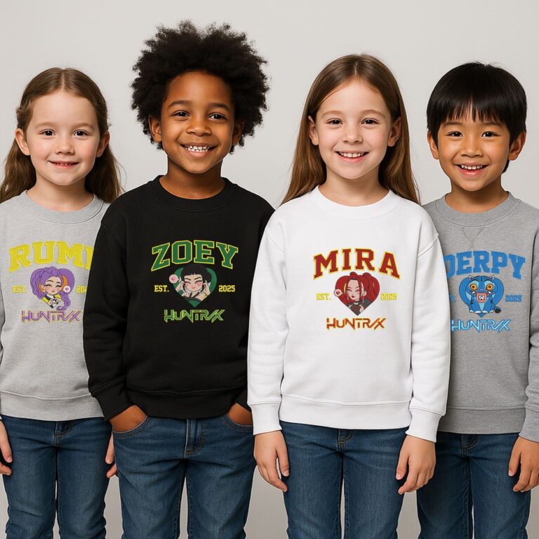 Kpop Demon Hunters, Zoey Rumi Mira Kid Youth Embroidered Sweatshirt/T-Shirt Kpop Demon Hunters, Zoey Rumi Mira Kid Youth Embroidered Sweatshirt/T-Shirt