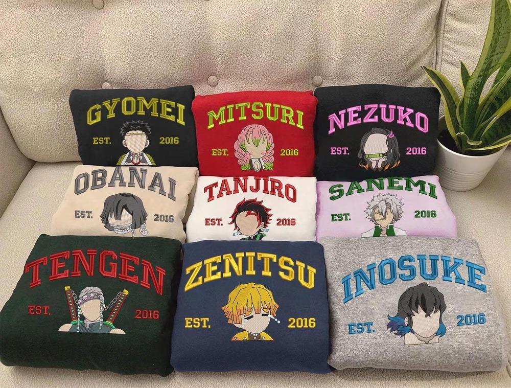 Hashira Embroidered Sweatshirt, Demon Slayer Movie Fan Hashira Embroidered Sweatshirt, Demon Slayer Movie Fan