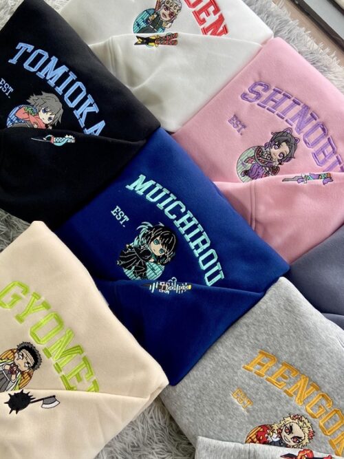 Demon Slayer 2 Sides Embroidered Sweatshirt, Hoodie, T-shirt, Movie Fan