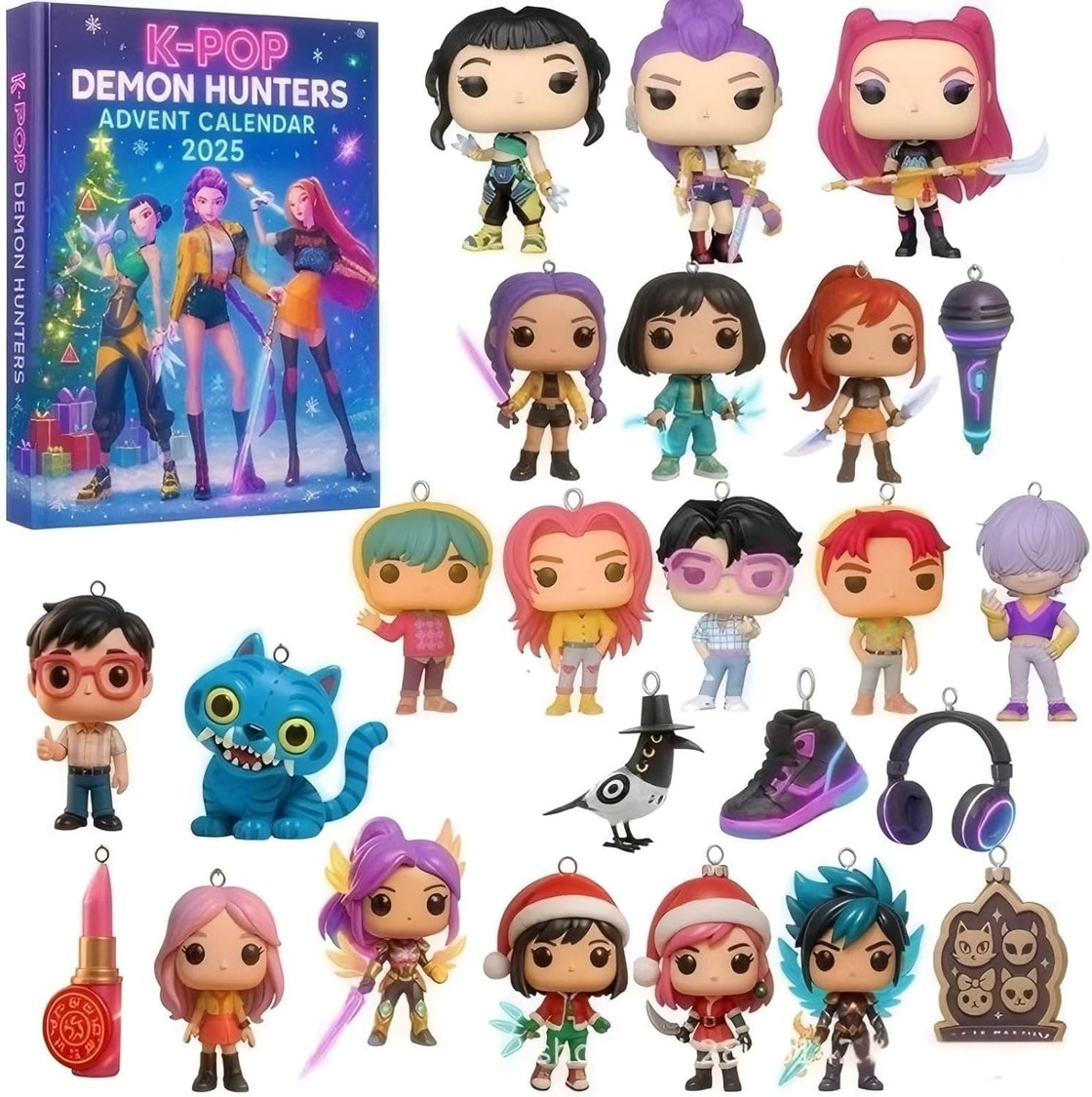 Demon Hunters Coutdown Calendar With 24, 2D Keychain Toys, Ornaments Demon Hunters Coutdown Calendar With 24, 2D Keychain Toys, Ornaments