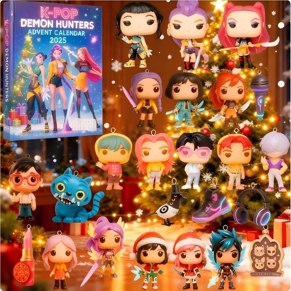 Demon Hunters Coutdown Calendar With 24, 2D Keychain Toys, Ornaments Demon Hunters Coutdown Calendar With 24, 2D Keychain Toys, Ornaments