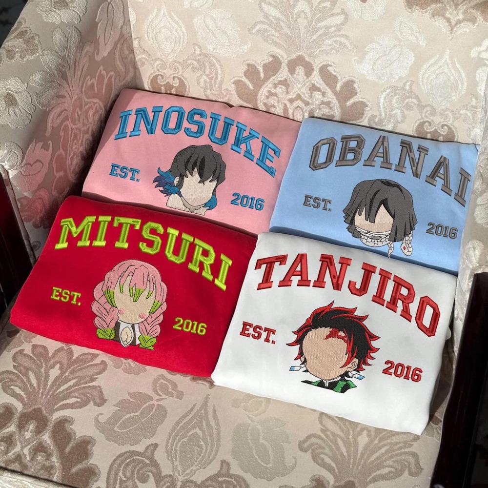 Hashira Embroidered Sweatshirt, Demon Slayer Movie Fan Hashira Embroidered Sweatshirt, Demon Slayer Movie Fan