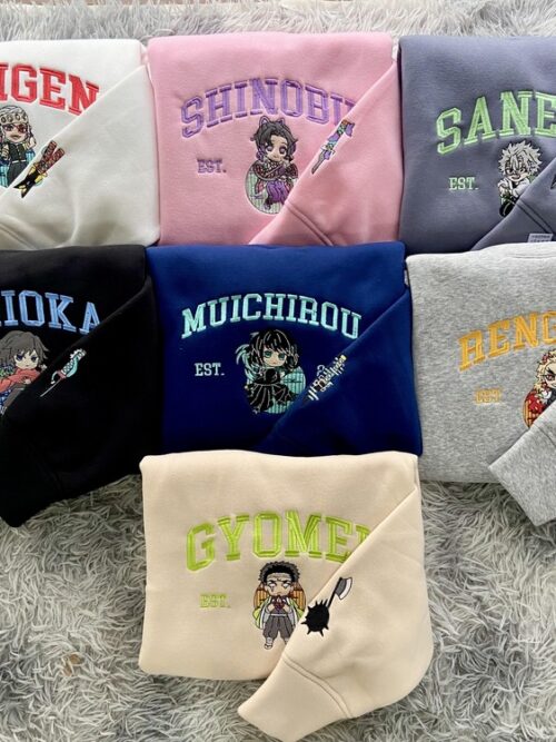 Demon Slayer 2 Sides Embroidered Sweatshirt, Hoodie, T-shirt, Movie Fan