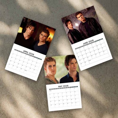 A Year Of Damon and Stefan 2026 Calendar | Home Decor, Office Decor, Retro Movie Fan Gift