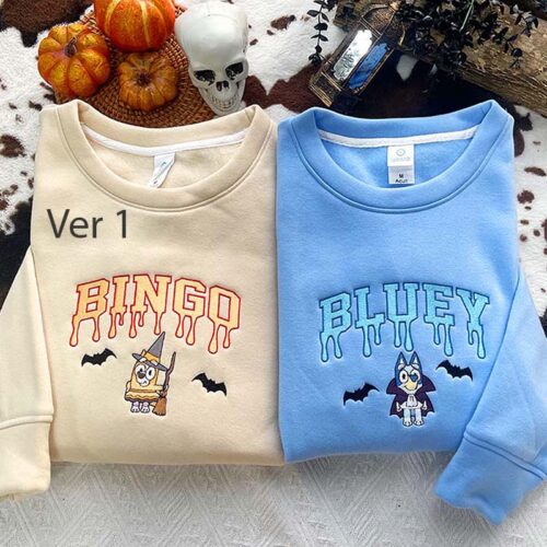 Spooky Bluey Friends (Full Version) – Embroidered Sweatshirt/Hoodie/T-shirt