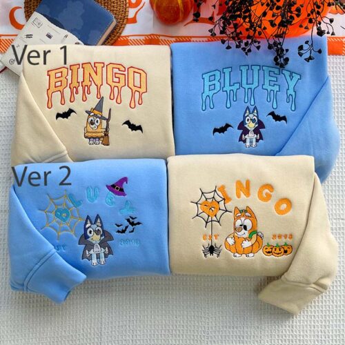 Spooky Bluey Friends (Full Version) – Embroidered Sweatshirt/Hoodie/T-shirt