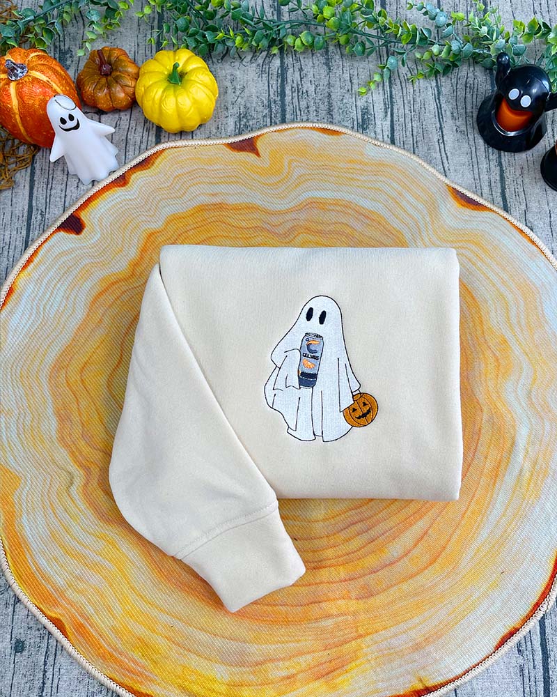 Ghost Drinking – Embroidered Sweatshirt/Hoodie/T-shirt Ghost Drinking – Embroidered Sweatshirt/Hoodie/T-shirt