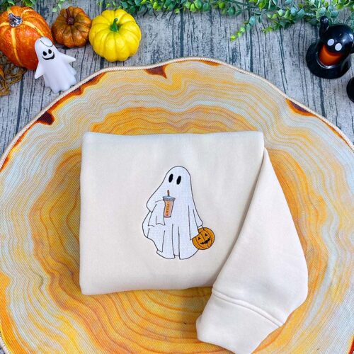 Ghost Drinking – Embroidered Sweatshirt/Hoodie/T-shirt