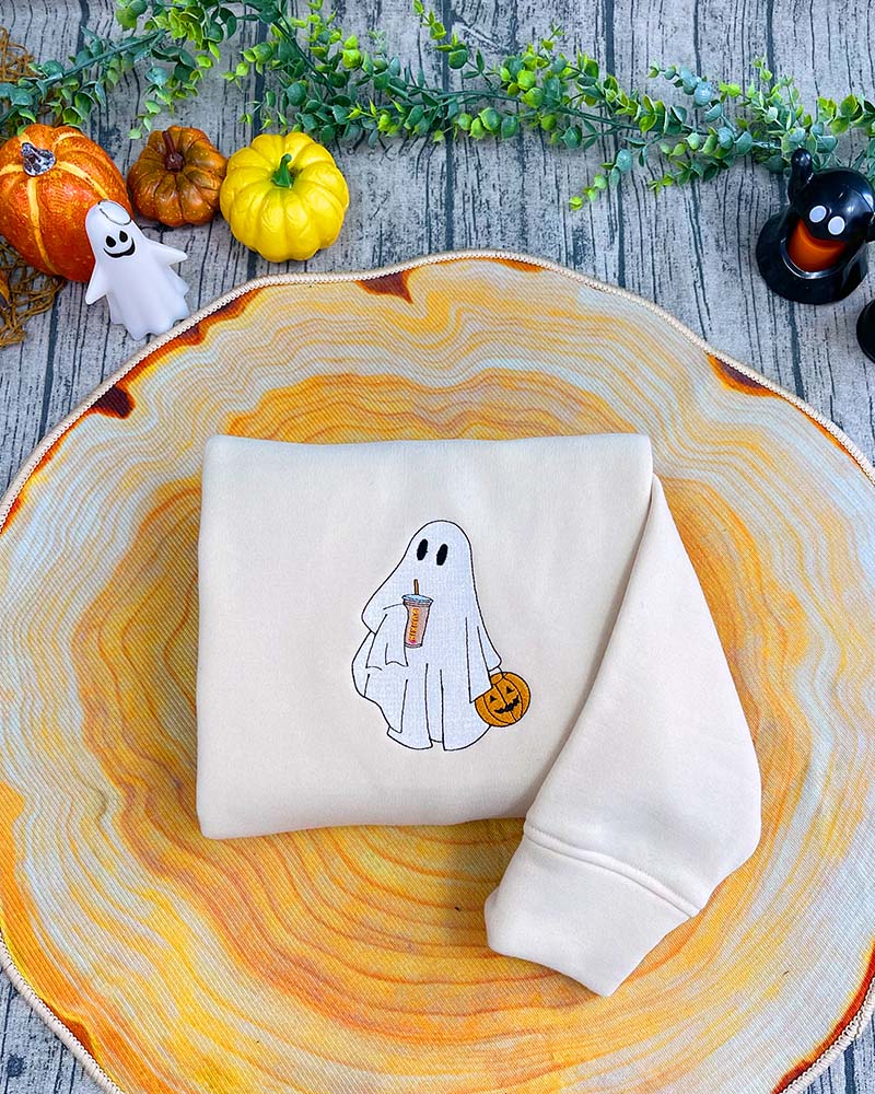 Ghost Drinking – Embroidered Sweatshirt/Hoodie/T-shirt Ghost Drinking – Embroidered Sweatshirt/Hoodie/T-shirt