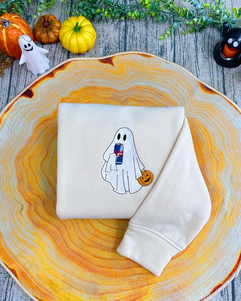Ghost Drinking – Embroidered Sweatshirt/Hoodie/T-shirt Ghost Drinking – Embroidered Sweatshirt/Hoodie/T-shirt