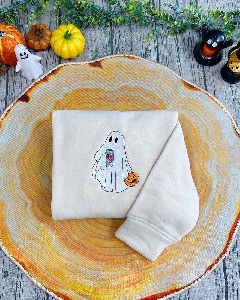 Ghost Drinking – Embroidered Sweatshirt/Hoodie/T-shirt Ghost Drinking – Embroidered Sweatshirt/Hoodie/T-shirt