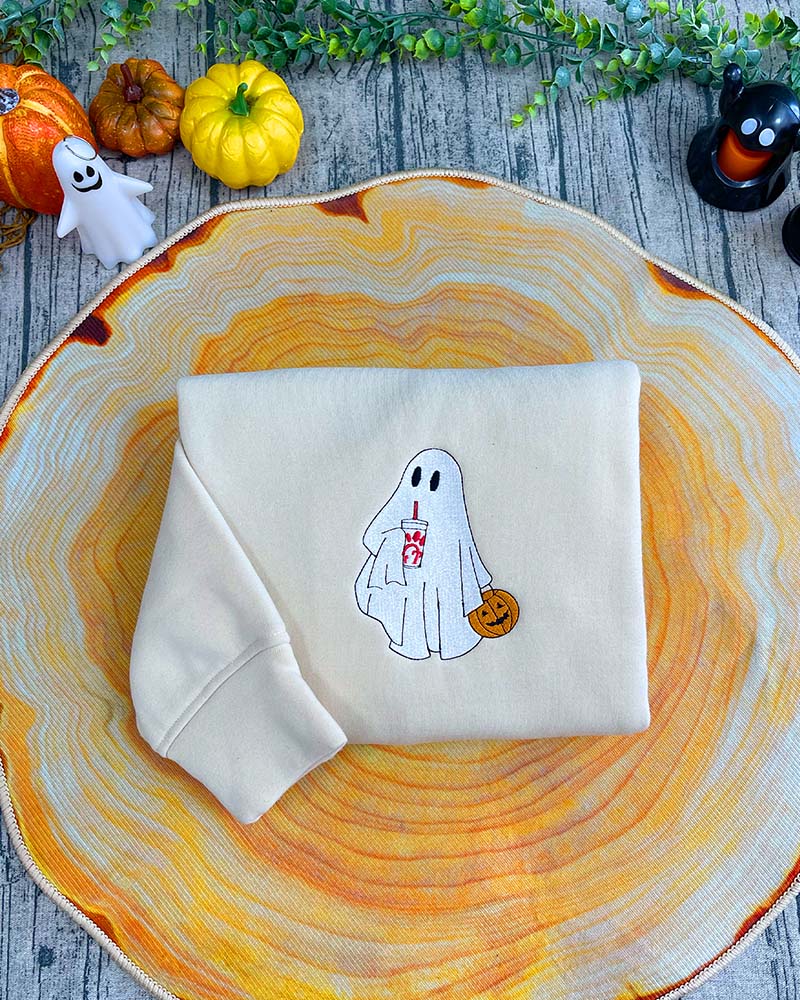 Ghost Drinking – Embroidered Sweatshirt/Hoodie/T-shirt Ghost Drinking – Embroidered Sweatshirt/Hoodie/T-shirt