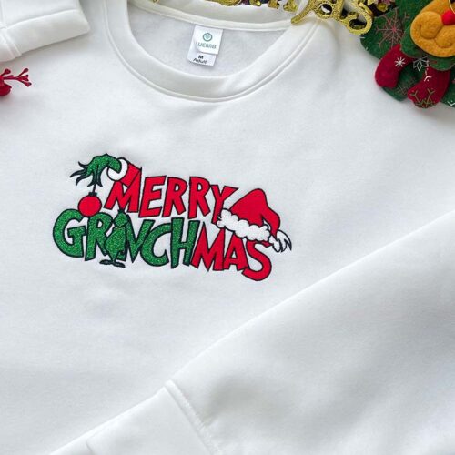 Merry Grinchmas – Embroidered Youth Sweatshirt/Hoodie/T-shirt
