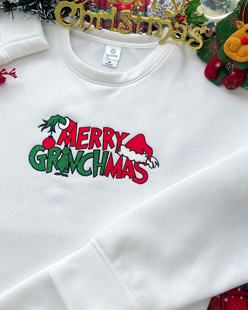 Merry Grinchmas – Embroidered Youth Sweatshirt/Hoodie/T-shirt Merry Grinchmas – Embroidered Youth Sweatshirt/Hoodie/T-shirt