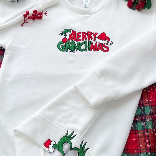 Merry Grinchmas – Embroidered Youth Sweatshirt/Hoodie/T-shirt