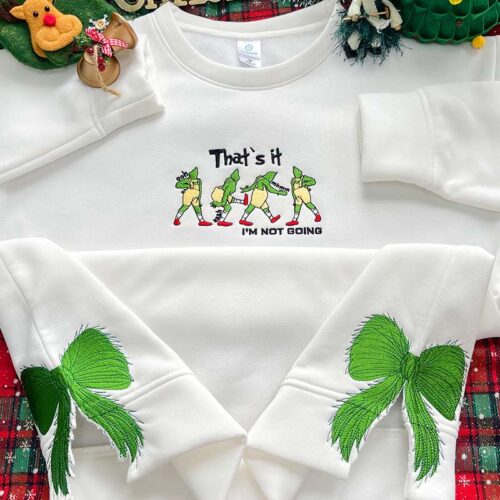 Grinch Sided Bow- Embroidered Youth Sweatshirt/Hoodie/T-shirt