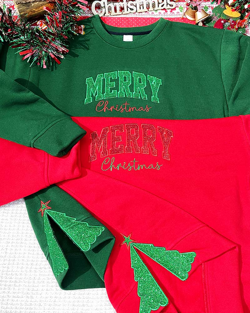 Merry Christmas Sided Bow – Embroidered Youth Sweatshirt/Hoodie/T-shirt Merry Christmas Sided Bow – Embroidered Youth Sweatshirt/Hoodie/T-shirt