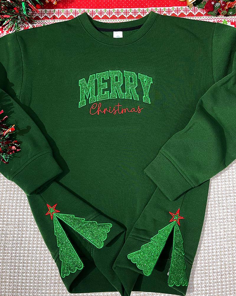 Merry Christmas Sided Bow – Embroidered Youth Sweatshirt/Hoodie/T-shirt Merry Christmas Sided Bow – Embroidered Youth Sweatshirt/Hoodie/T-shirt
