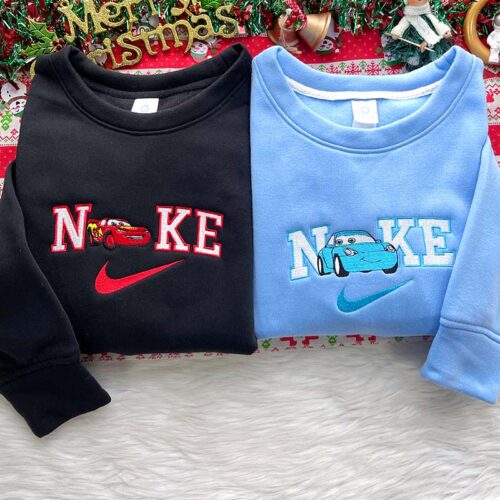 Mcqueen & Sally with Bow – Embroidered Sweatshirt/Hoodie/T-shirt