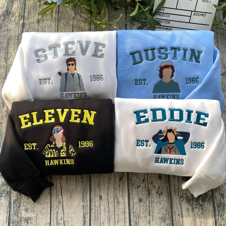 Stranger Thing movie Embroidered Sweatshirt, Eleven Dustin Will Billy Eddie Embroidered Sweatshirt, Hawkins Sweater, Running Up Crewneck, Friends Sweater, Stranger Things Season 5 Stranger Thing movie Embroidered Sweatshirt, Eleven Dustin Will Billy Eddie Embroidered Sweatshirt, Hawkins Sweater, Running Up Crewneck, Friends Sweater, Stranger Things Season 5