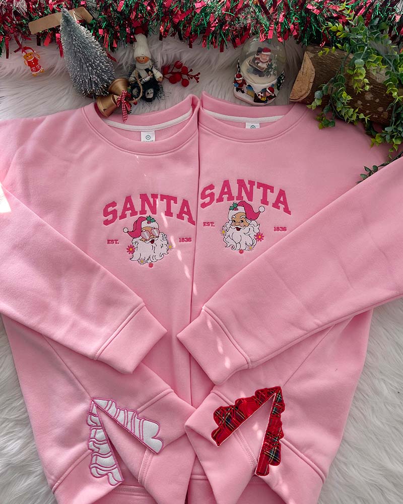 Santa Clause Cute Pink Christmas – Embroidered Sweatshirt/Hoodie/T-shirt Santa Clause Cute Pink Christmas – Embroidered Sweatshirt/Hoodie/T-shirt