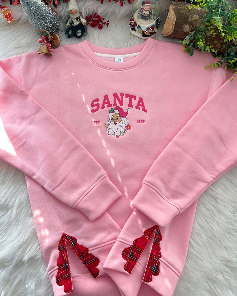 Santa Clause Cute Pink Christmas – Embroidered Sweatshirt/Hoodie/T-shirt Santa Clause Cute Pink Christmas – Embroidered Sweatshirt/Hoodie/T-shirt